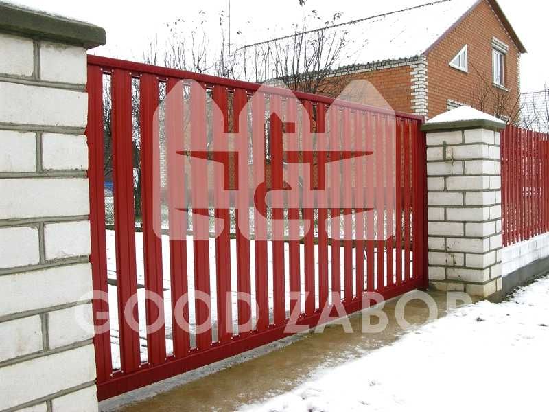 Откатные ворота из евроштакетника
